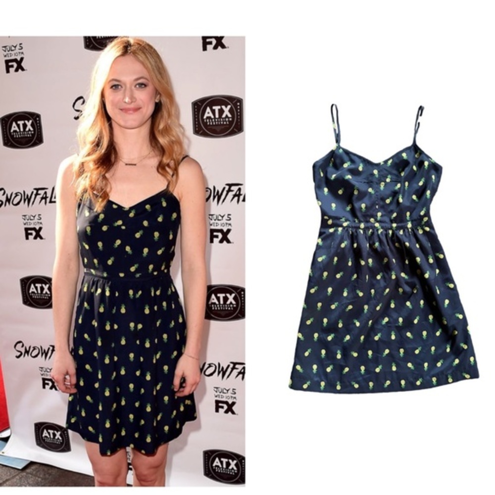 J Crew Factory Navy Blue Pineapple Mini Dress Size 0